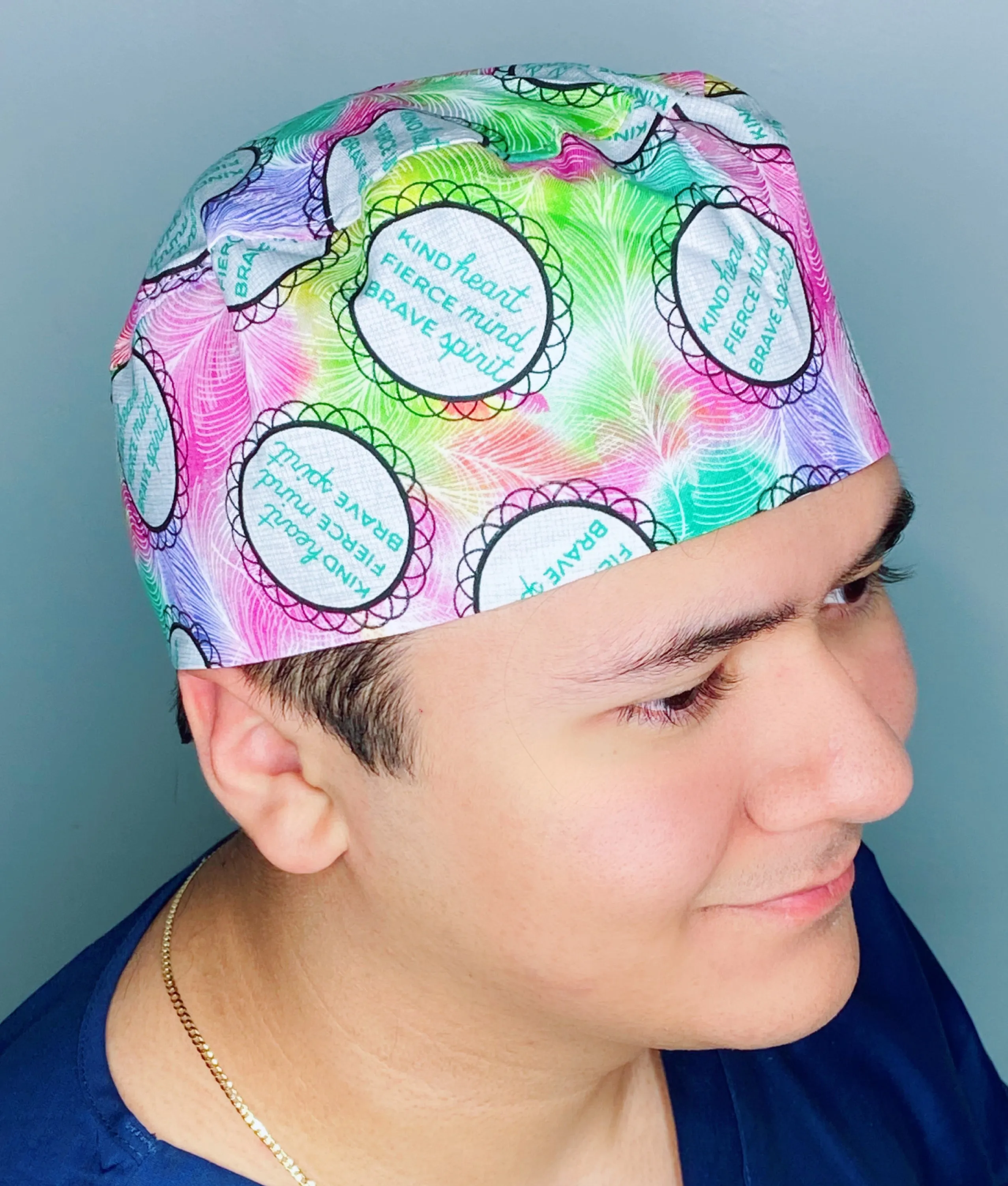 Kind Heart, Fierce Mind, Brave Spirit Inspirational Design Unisex Cute Scrub Cap