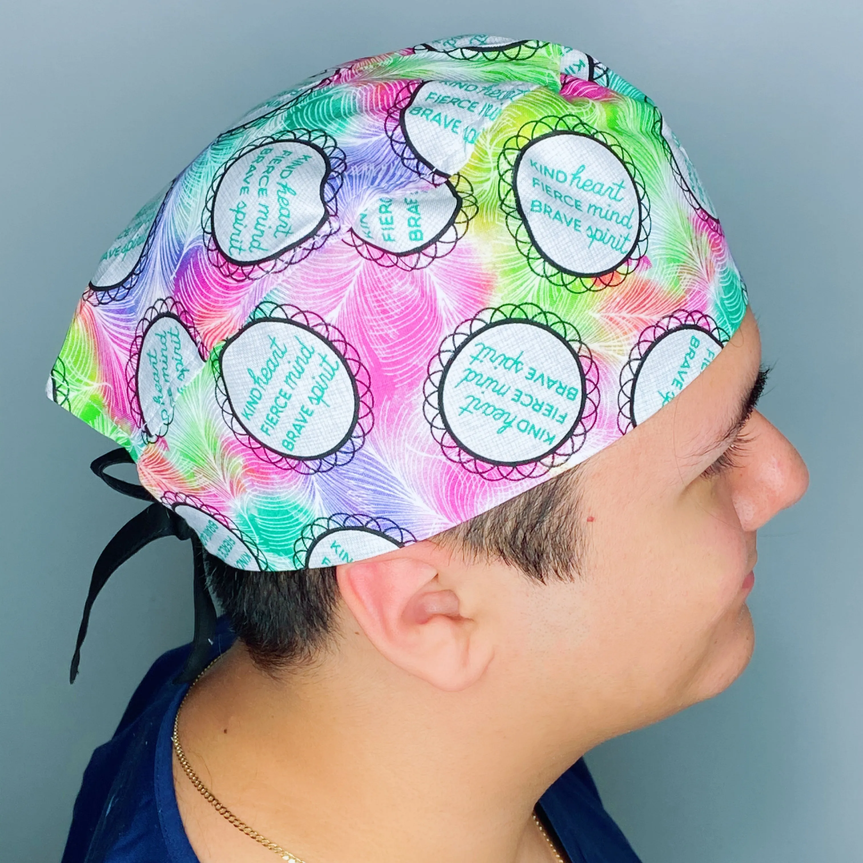 Kind Heart, Fierce Mind, Brave Spirit Inspirational Design Unisex Cute Scrub Cap