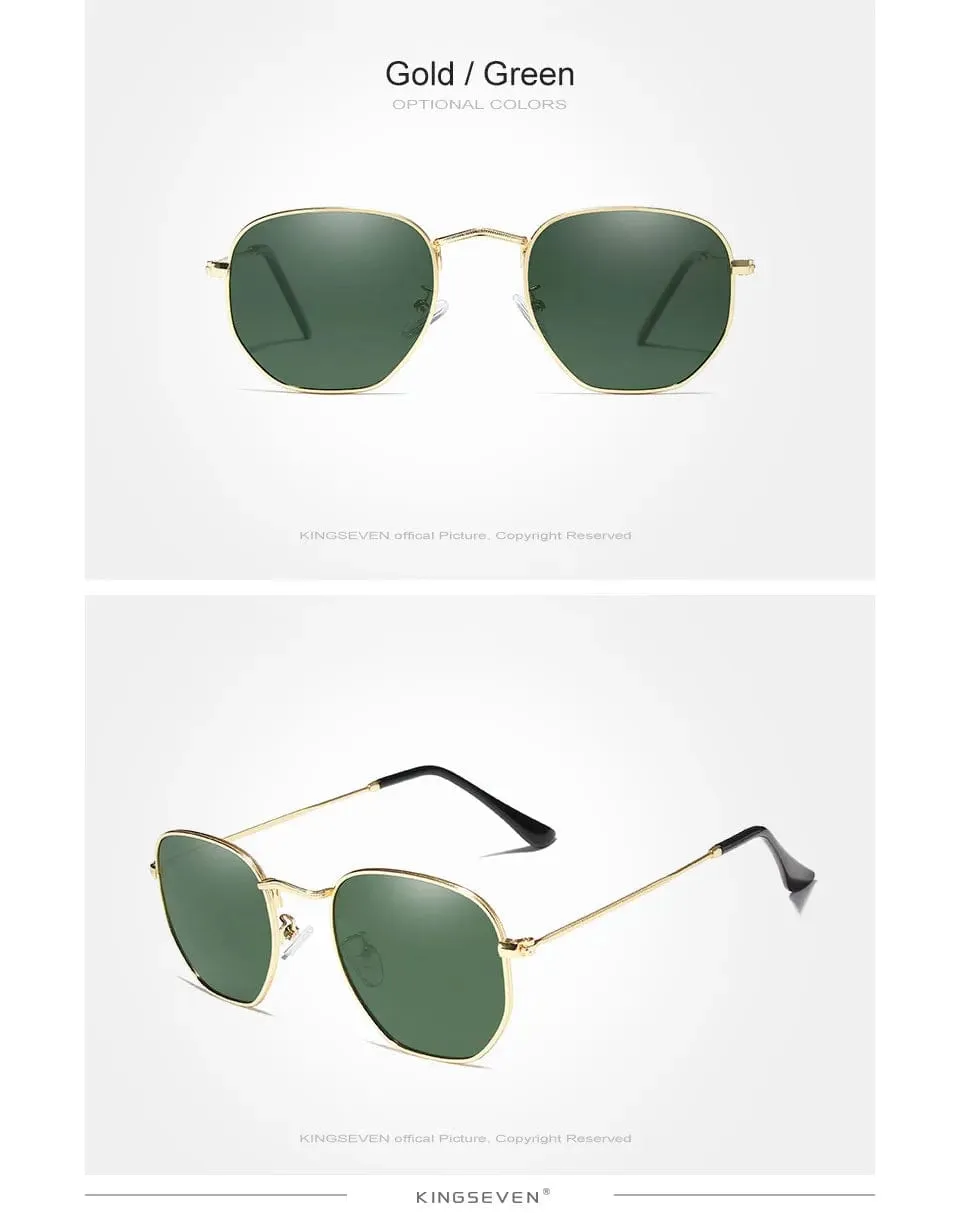 KINGSEVEN 2023 Classic Reflective Sunglasses Men Hexagon Retro