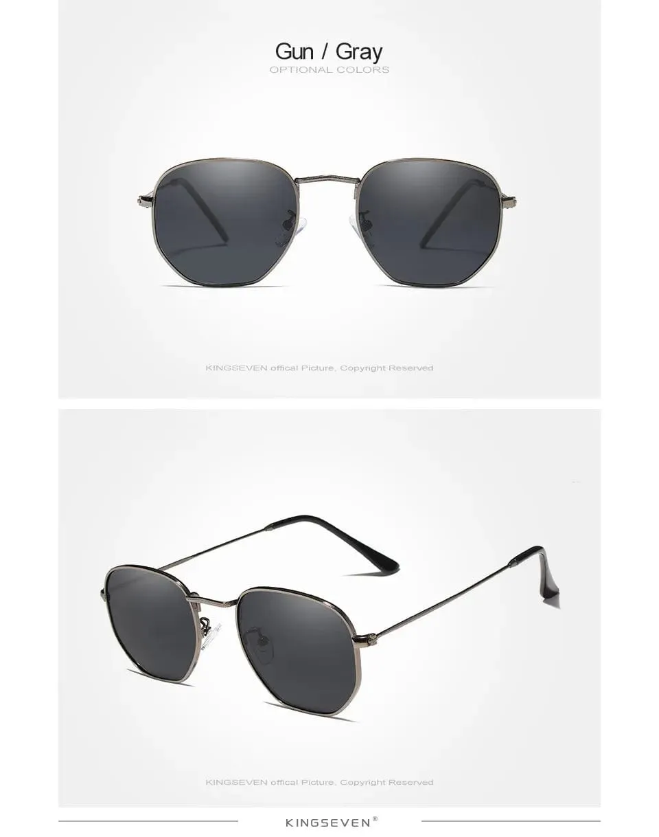 KINGSEVEN 2023 Classic Reflective Sunglasses Men Hexagon Retro