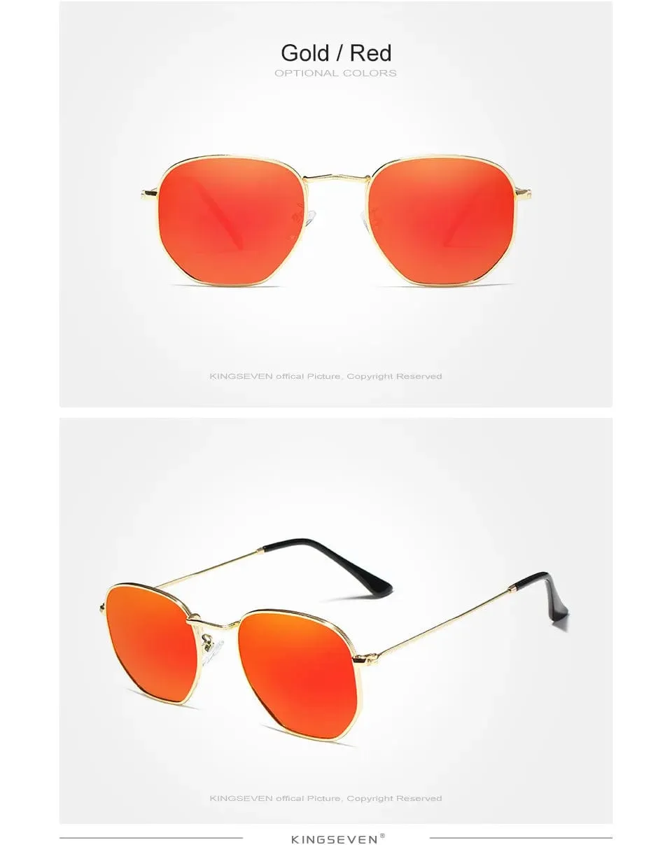 KINGSEVEN 2023 Classic Reflective Sunglasses Men Hexagon Retro