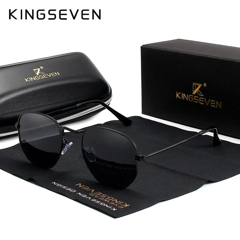 KINGSEVEN 2023 Classic Reflective Sunglasses Men Hexagon Retro