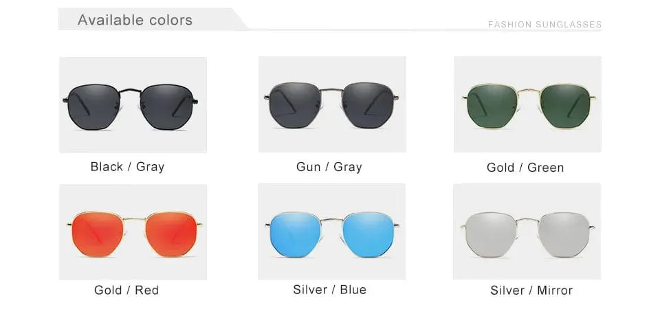 KINGSEVEN 2023 Classic Reflective Sunglasses Men Hexagon Retro