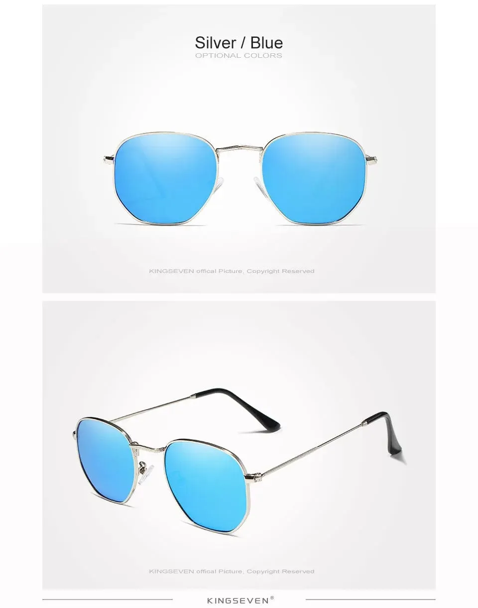 KINGSEVEN 2023 Classic Reflective Sunglasses Men Hexagon Retro