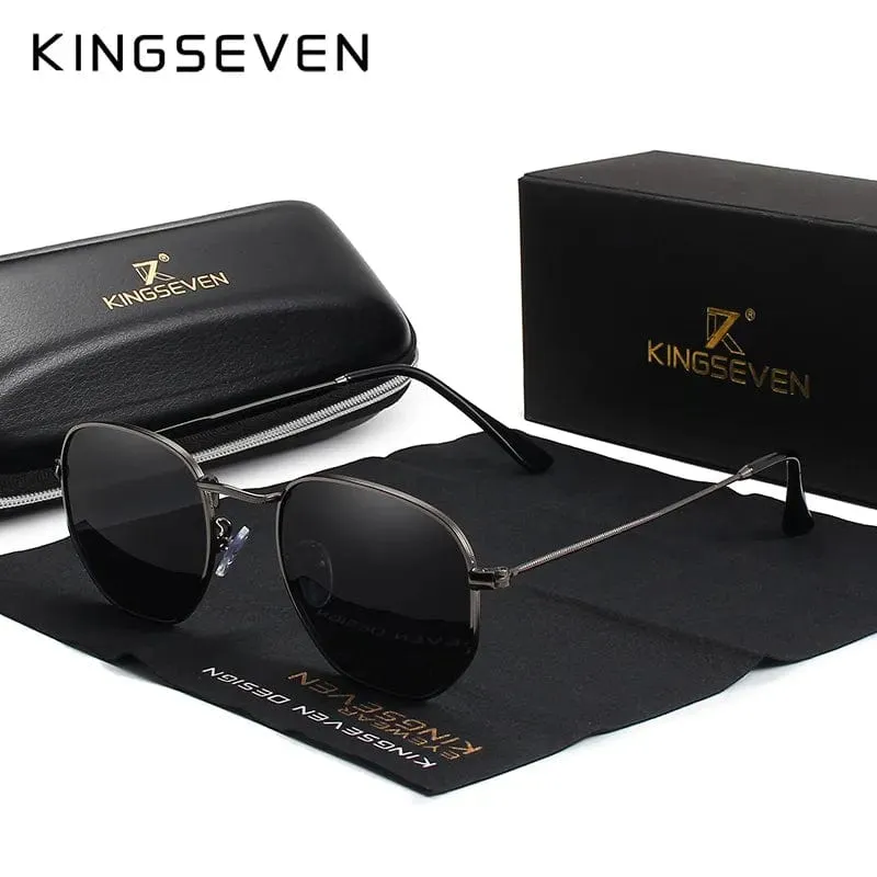 KINGSEVEN 2023 Classic Reflective Sunglasses Men Hexagon Retro