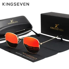 KINGSEVEN 2023 Classic Reflective Sunglasses Men Hexagon Retro