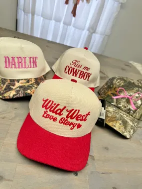 Kiss Me Cowboy Embroidery Two-Tone Cap