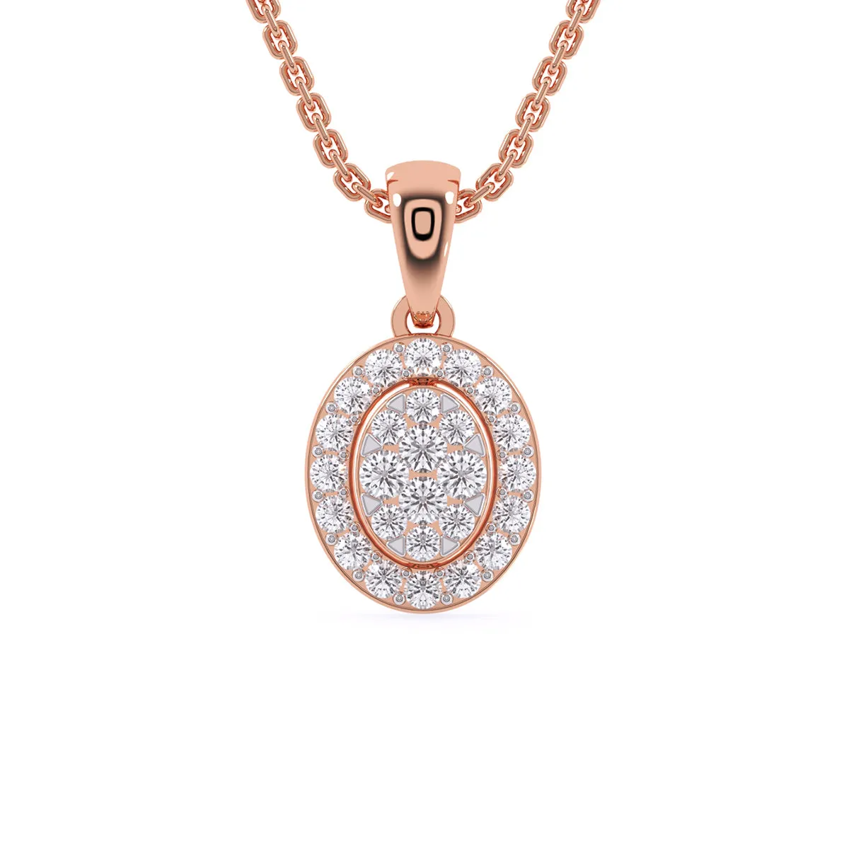 Lab Grown Diamond Cluster Oval Shaped Pendant