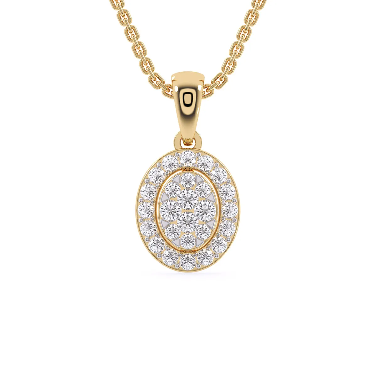 Lab Grown Diamond Cluster Oval Shaped Pendant