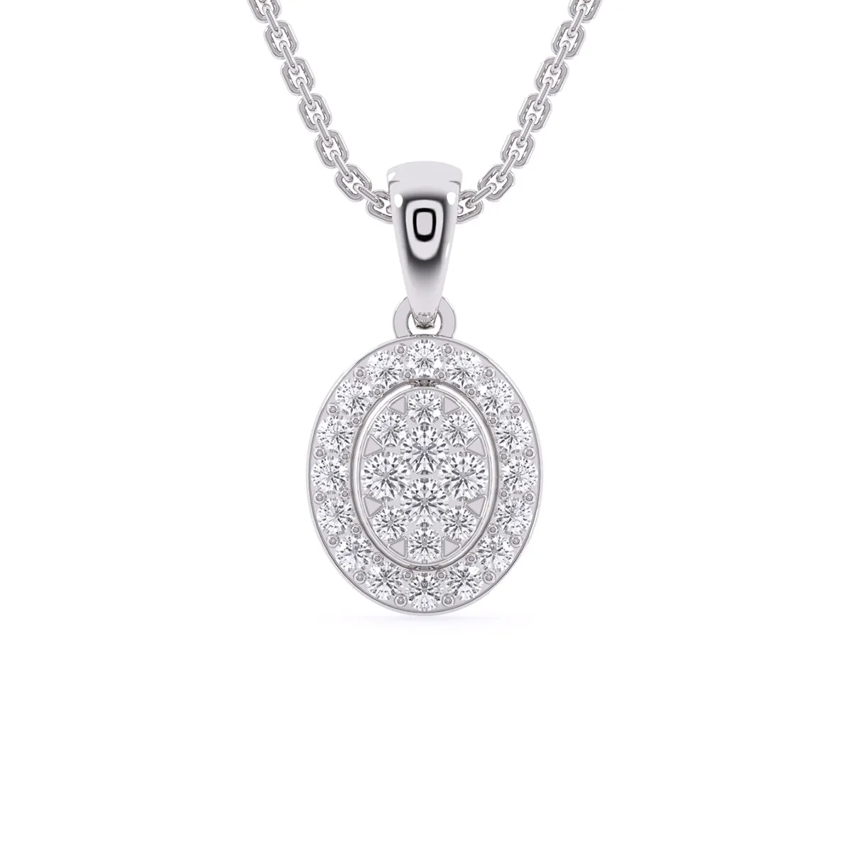 Lab Grown Diamond Cluster Oval Shaped Pendant