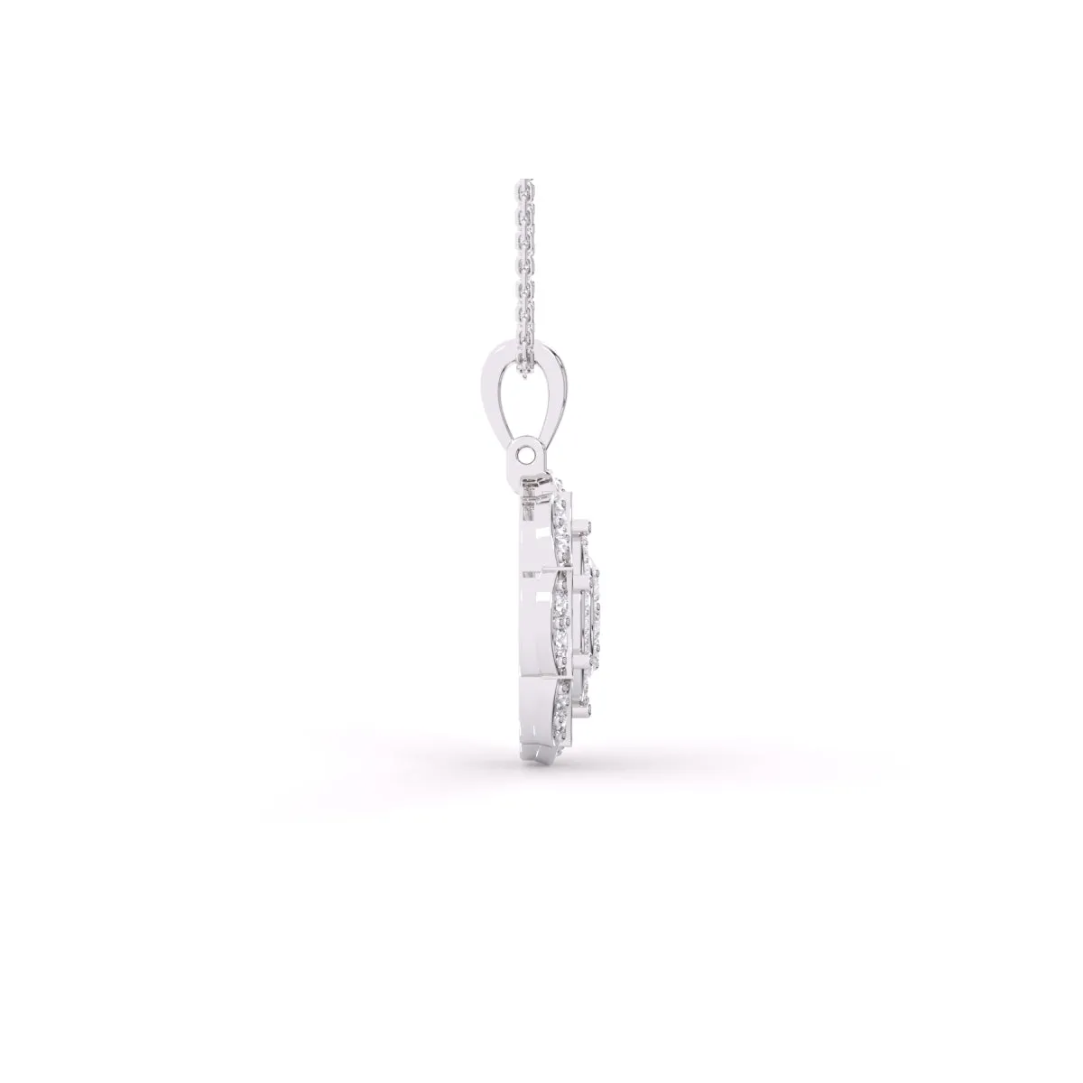 Latest Floral Style Diamond Halo Pendant