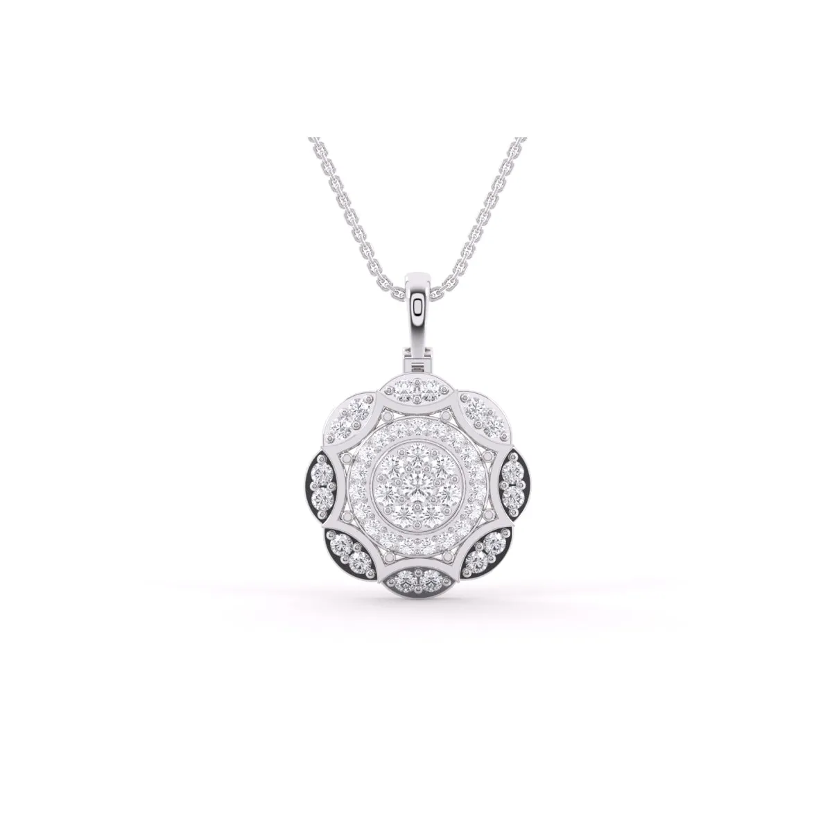 Latest Floral Style Diamond Halo Pendant