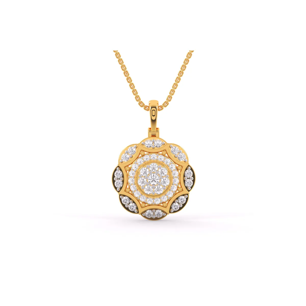 Latest Floral Style Diamond Halo Pendant