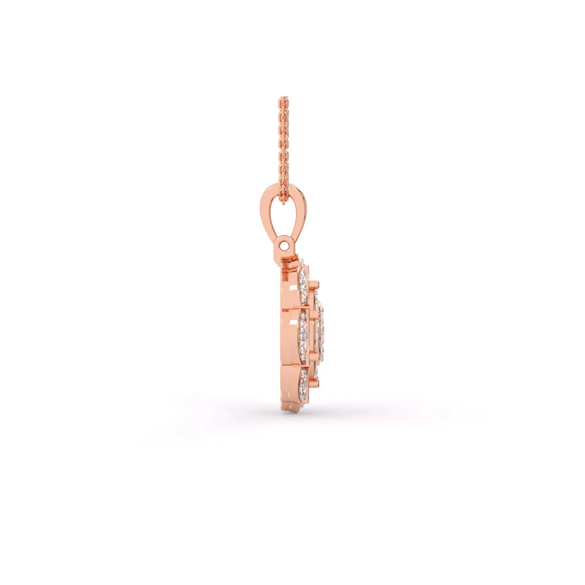 Latest Floral Style Diamond Halo Pendant