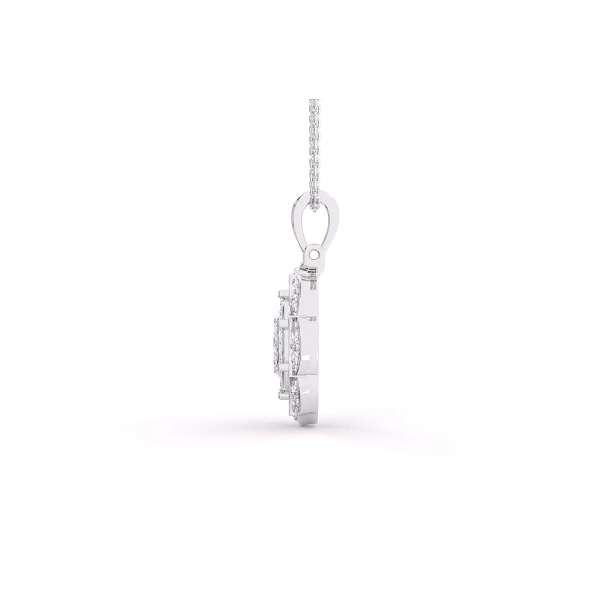 Latest Floral Style Diamond Halo Pendant