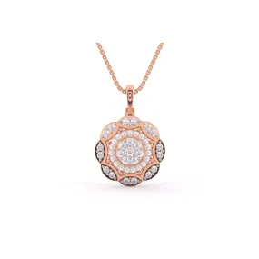 Latest Floral Style Diamond Halo Pendant