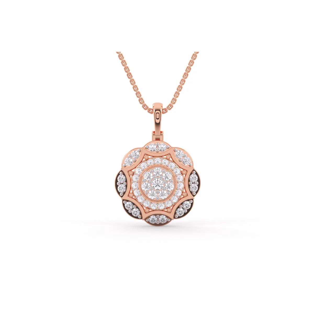 Latest Floral Style Diamond Halo Pendant