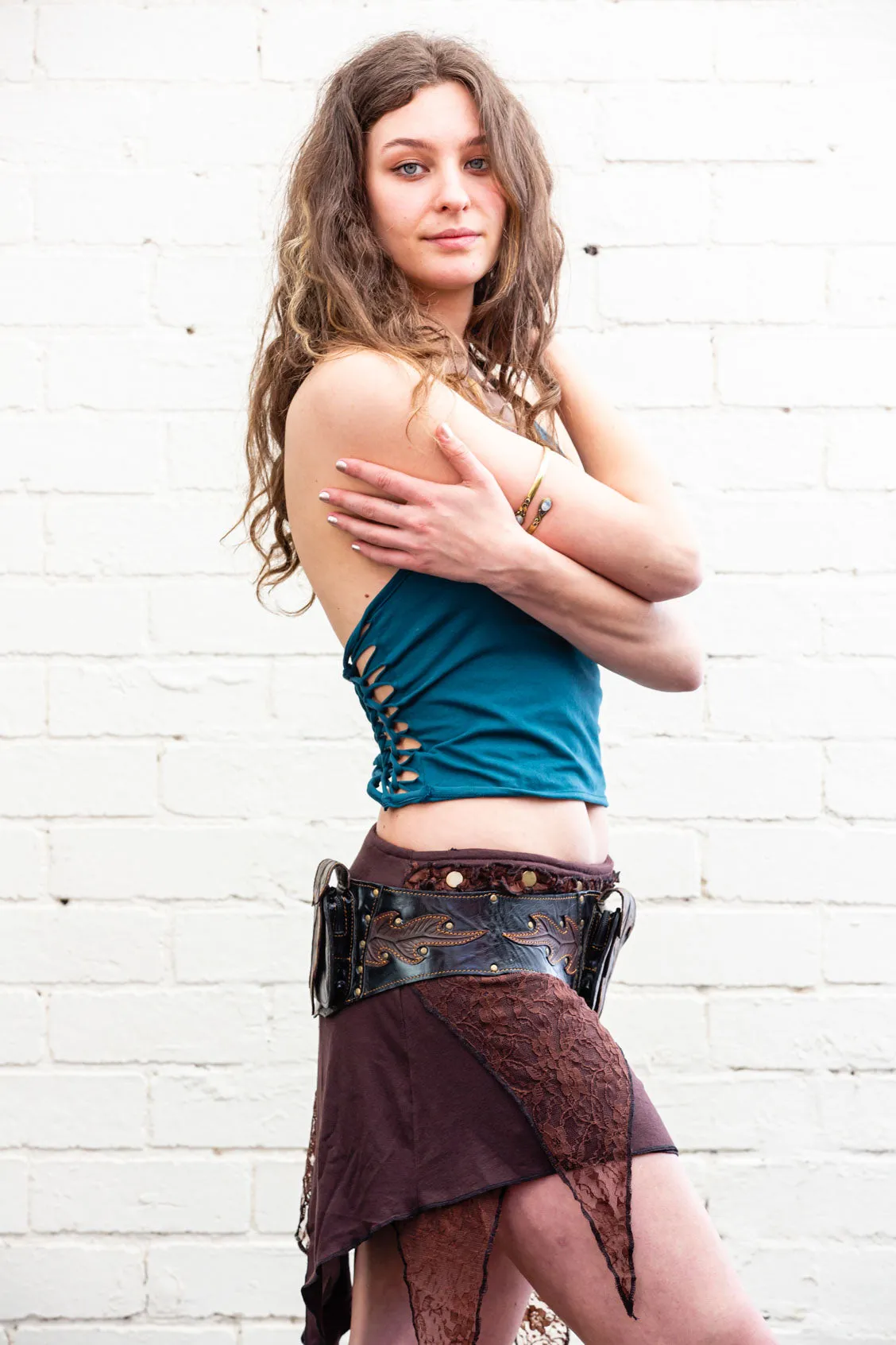 Leaf of Faith Leather Pocket Belt in Black