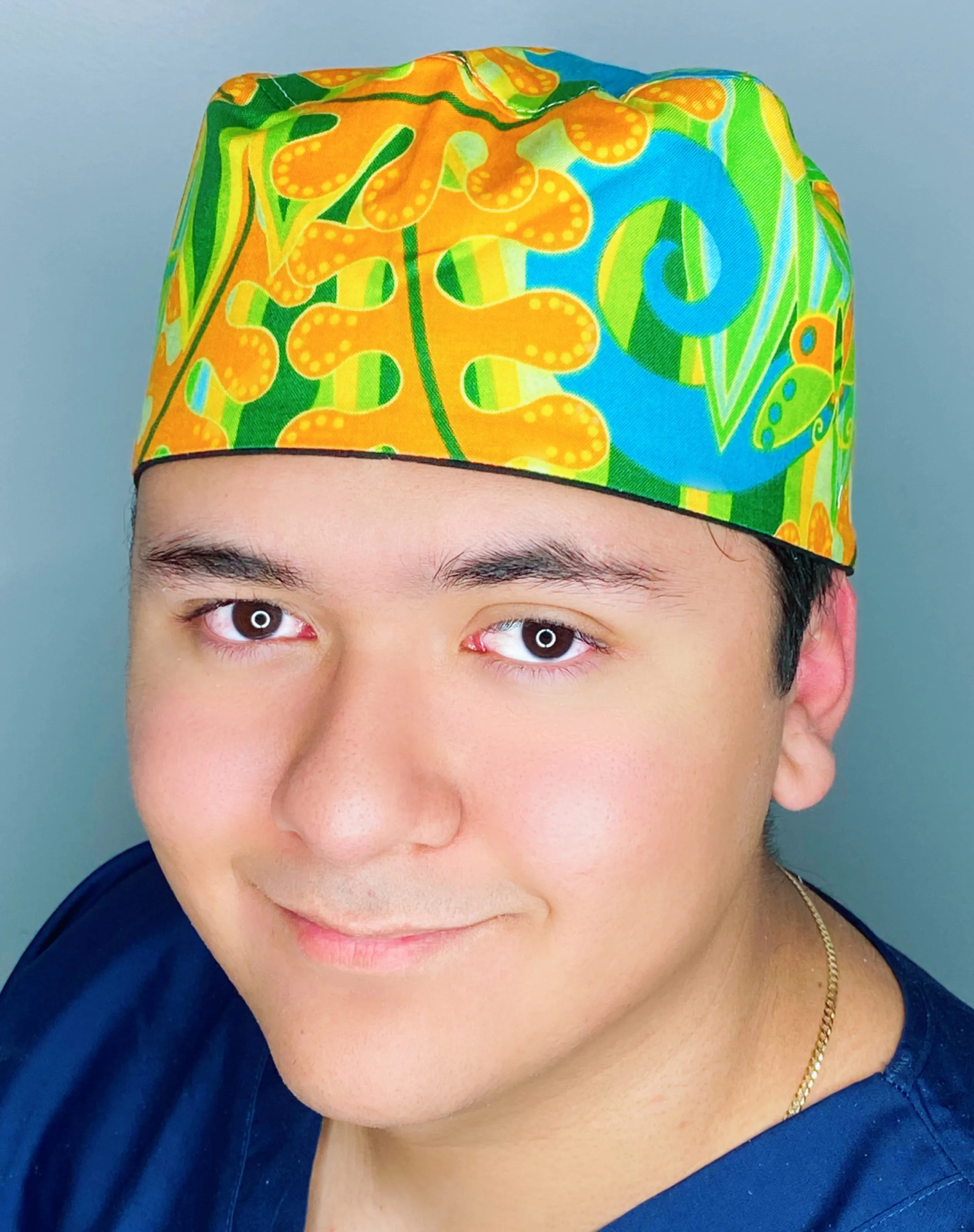 Leaf Orange & Green Floral Design Unisex Cute Scrub Cap