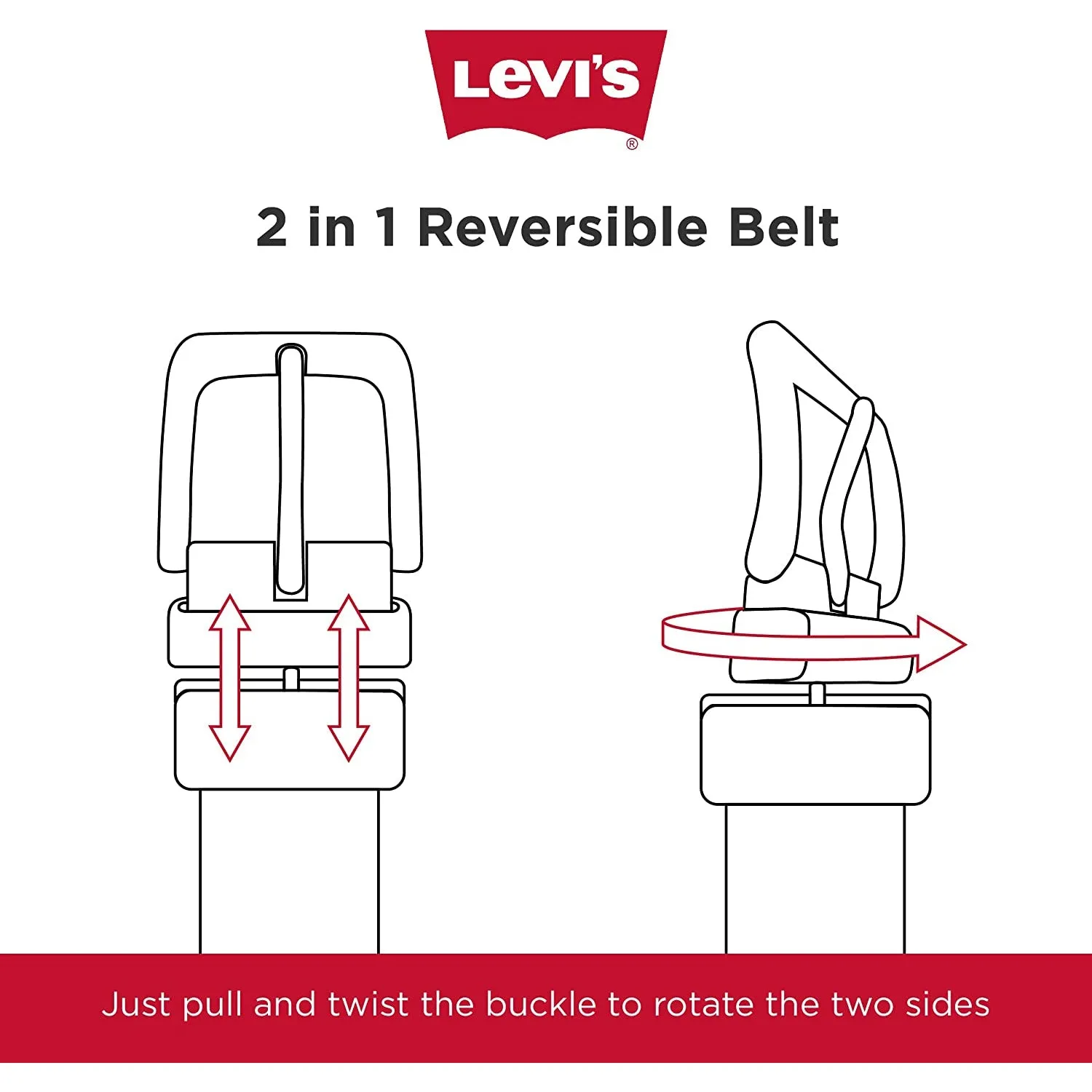Levi's Men's Reversible Casual Jeans Belt | Black/Brown Feathered