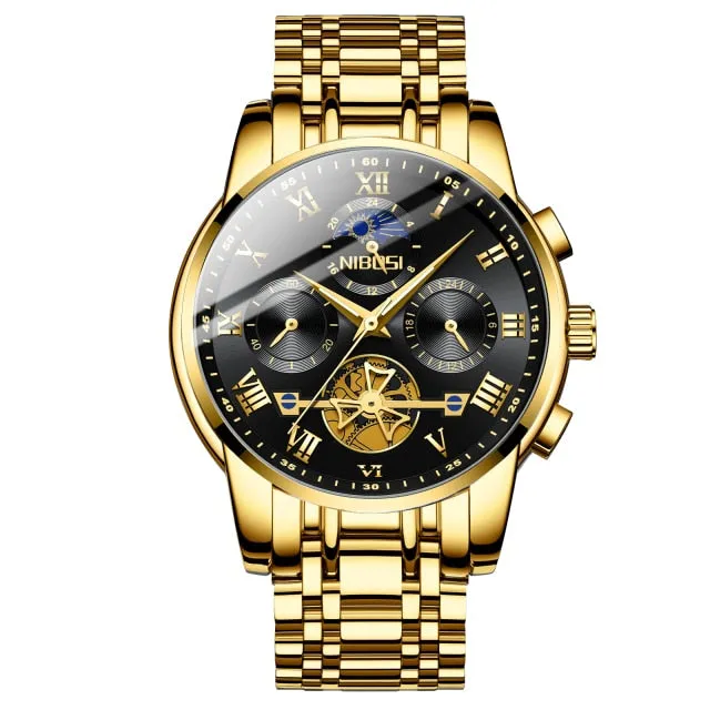 Luxury Business Fashion Unique Chronograph Sport Waterproof Steel Quartz Clock