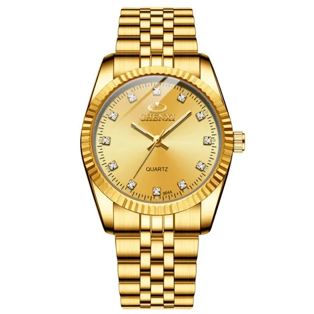 Luxury Gold Watch With Green Dial Fashion Business Men Watch