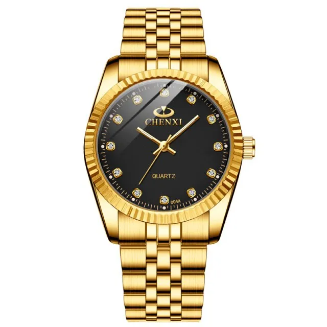 Luxury Gold Watch With Green Dial Fashion Business Men Watch