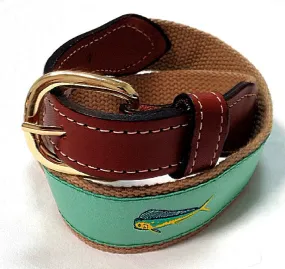 'Mahi-Mahi' Fish-Canvas/Leather Embroidered Novelty Belt- size 24