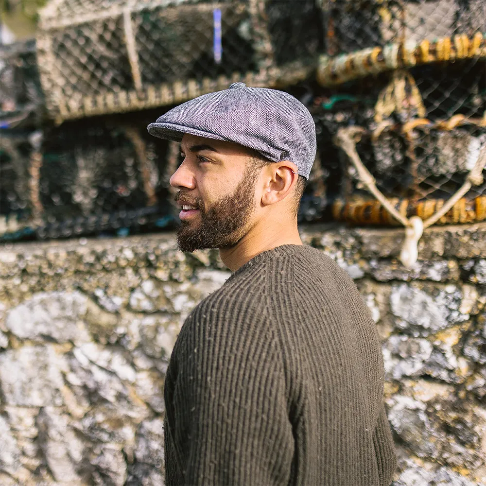 Marl Tweed Newsboy Cap - Black
