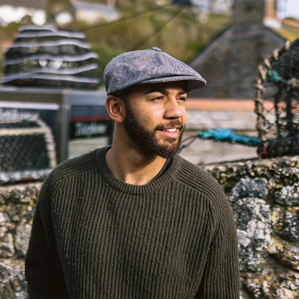 Marl Tweed Newsboy Cap - Black