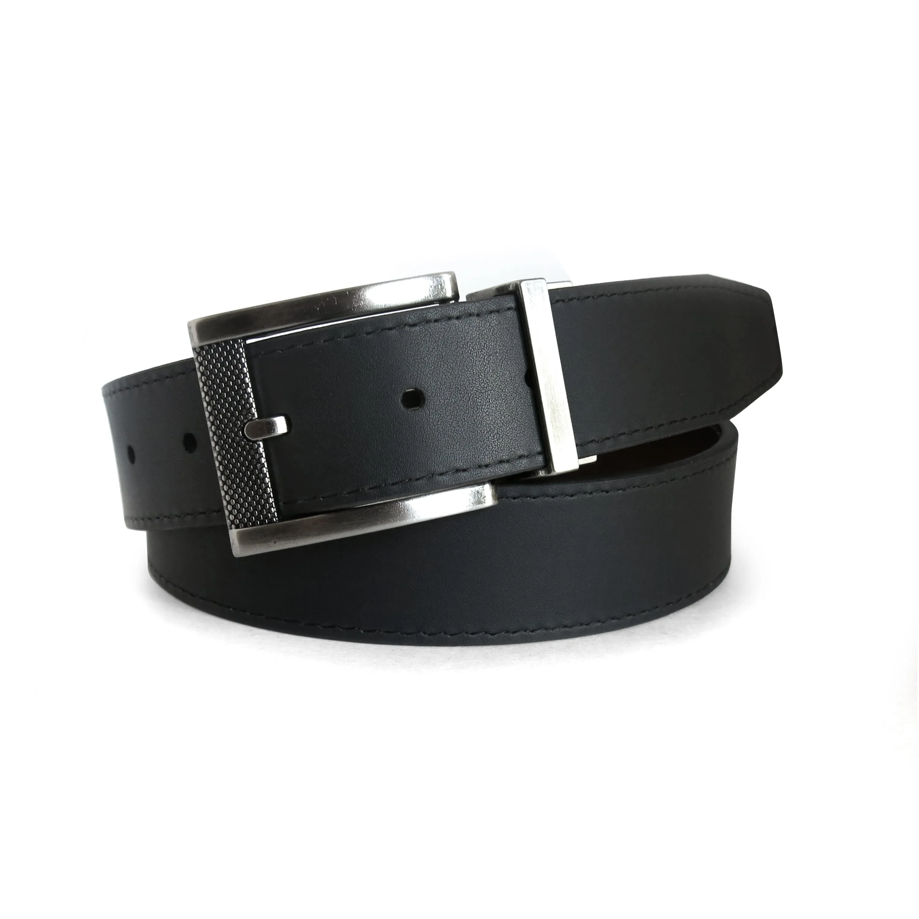 Mel Textured Buckle Reversible Leather Belt