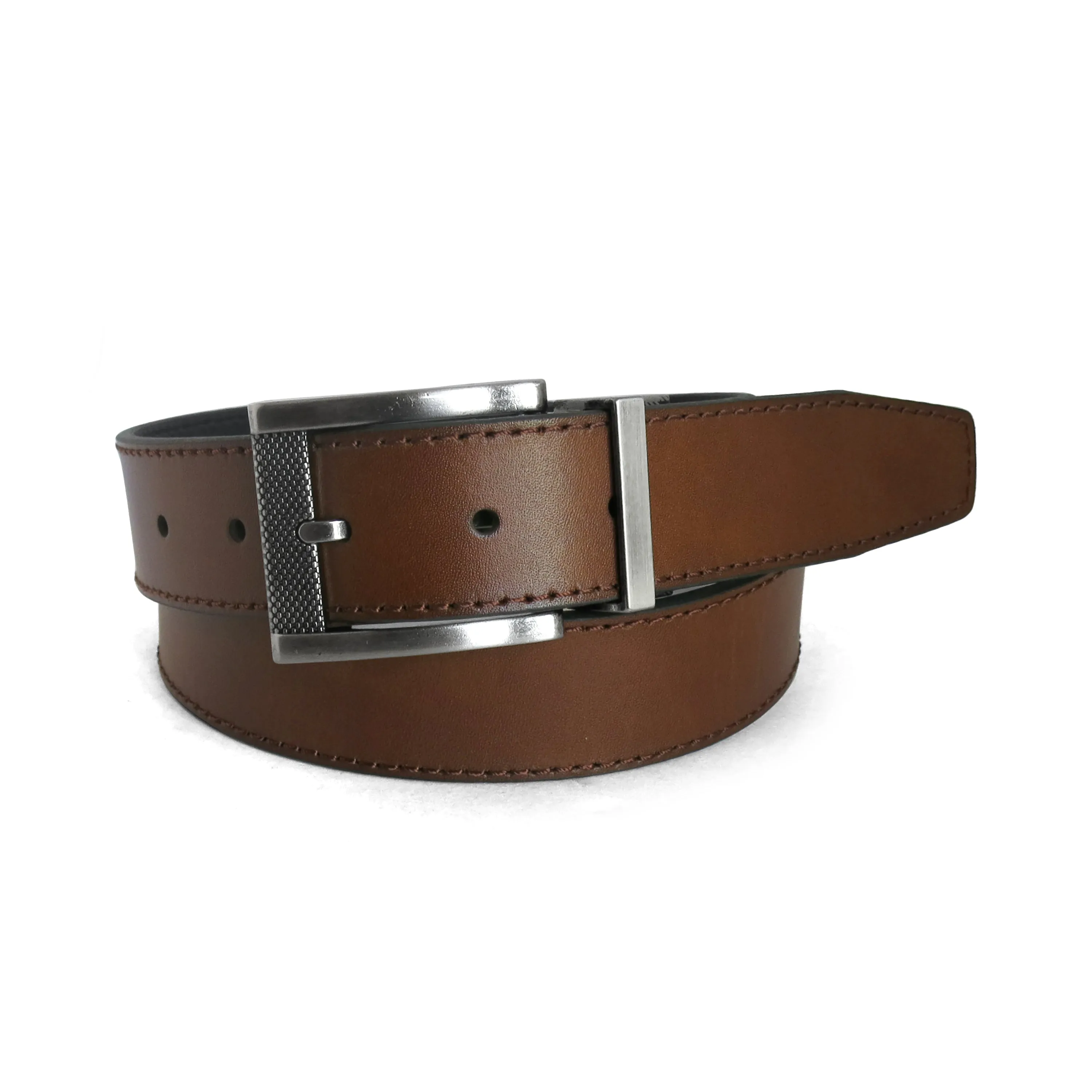 Mel Textured Buckle Reversible Leather Belt