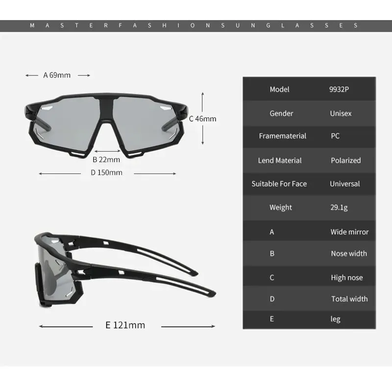 Men Women Photochromic Polarized Cycling Glasses Mtb Eyewear New Riding Fishing Sports Sunglasses UV400 Bicycle Road Goggles