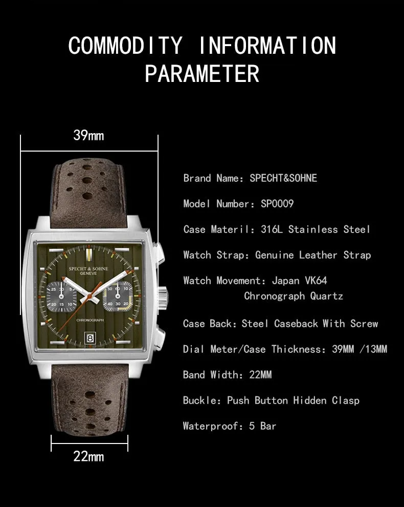 Men's Chronograph Sports Calendar Waterproof Watch