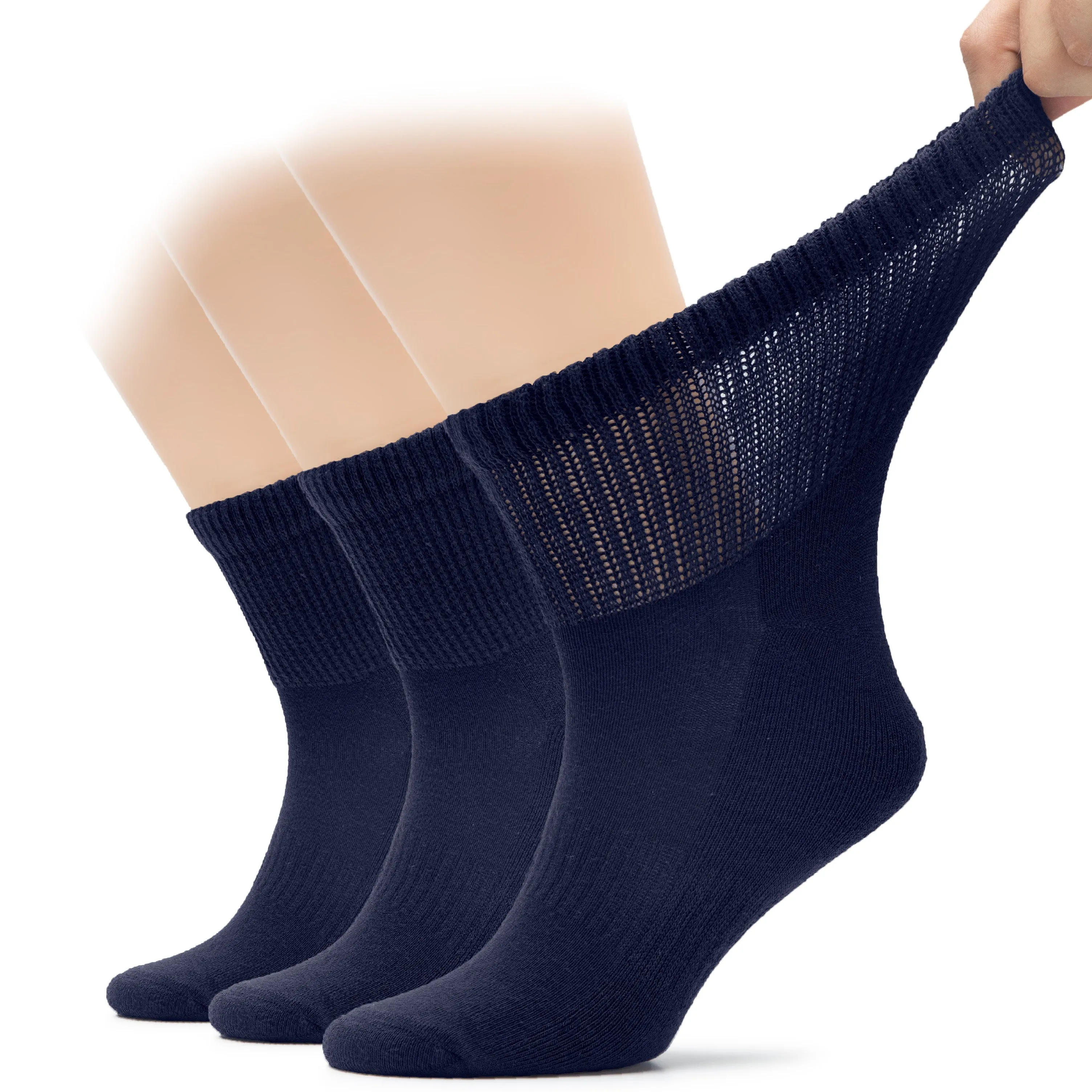 Men's Diabetic Ankle Semi-Cushion Cotton Socks, 3 Pairs