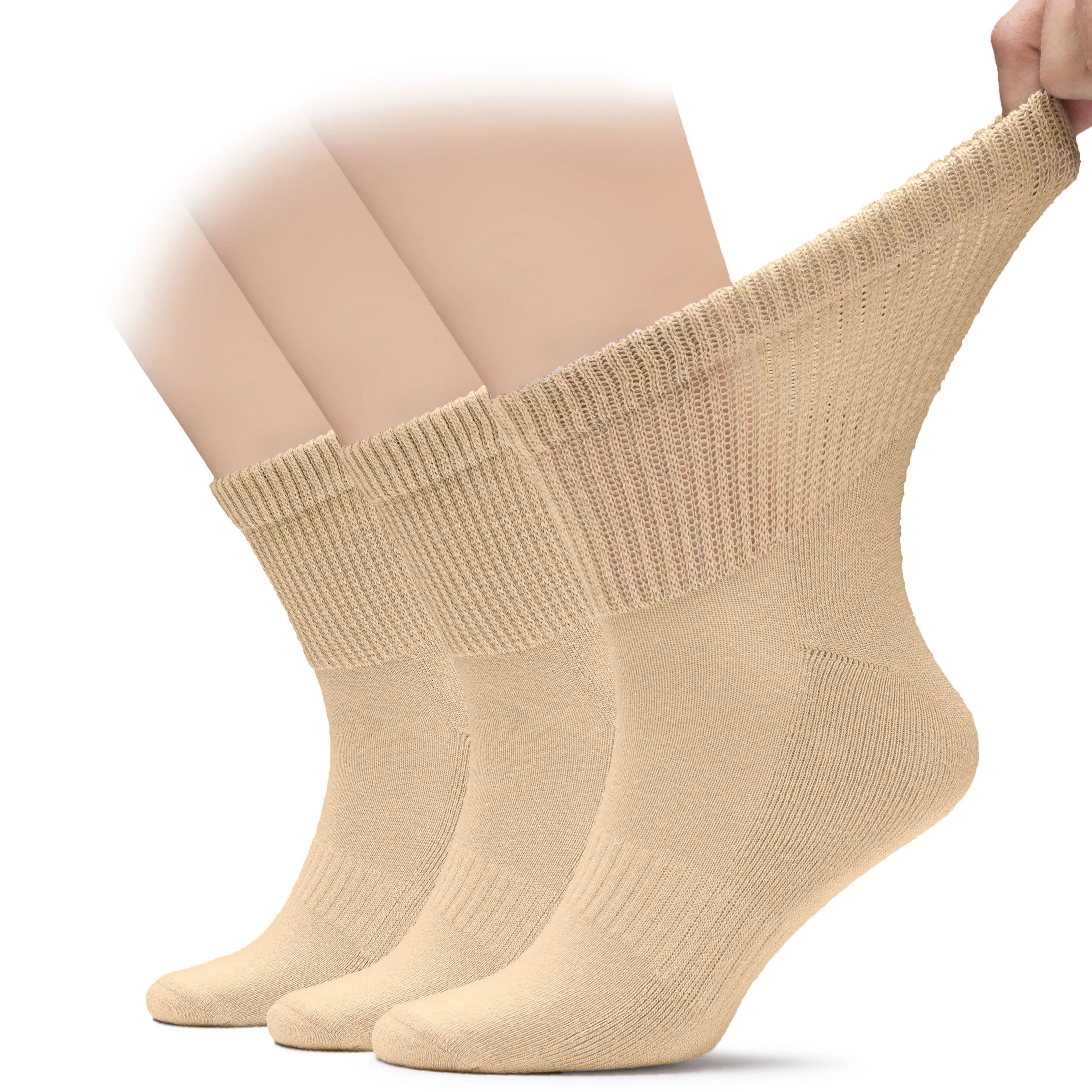 Men's Diabetic Ankle Semi-Cushion Cotton Socks, 3 Pairs