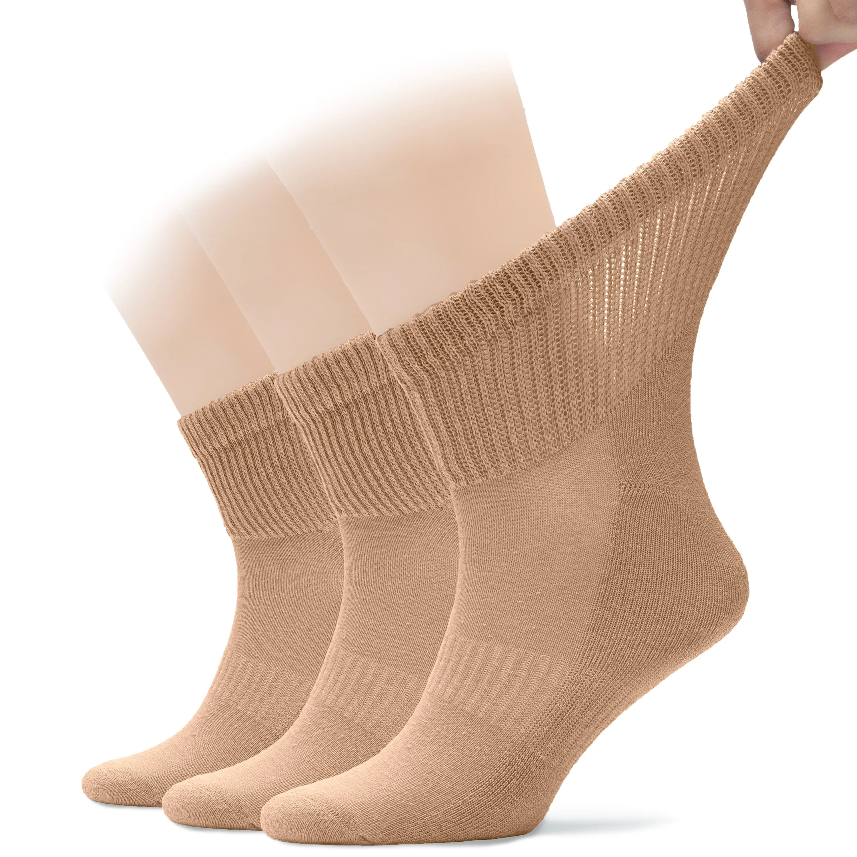 Men's Diabetic Ankle Semi-Cushion Cotton Socks, 3 Pairs