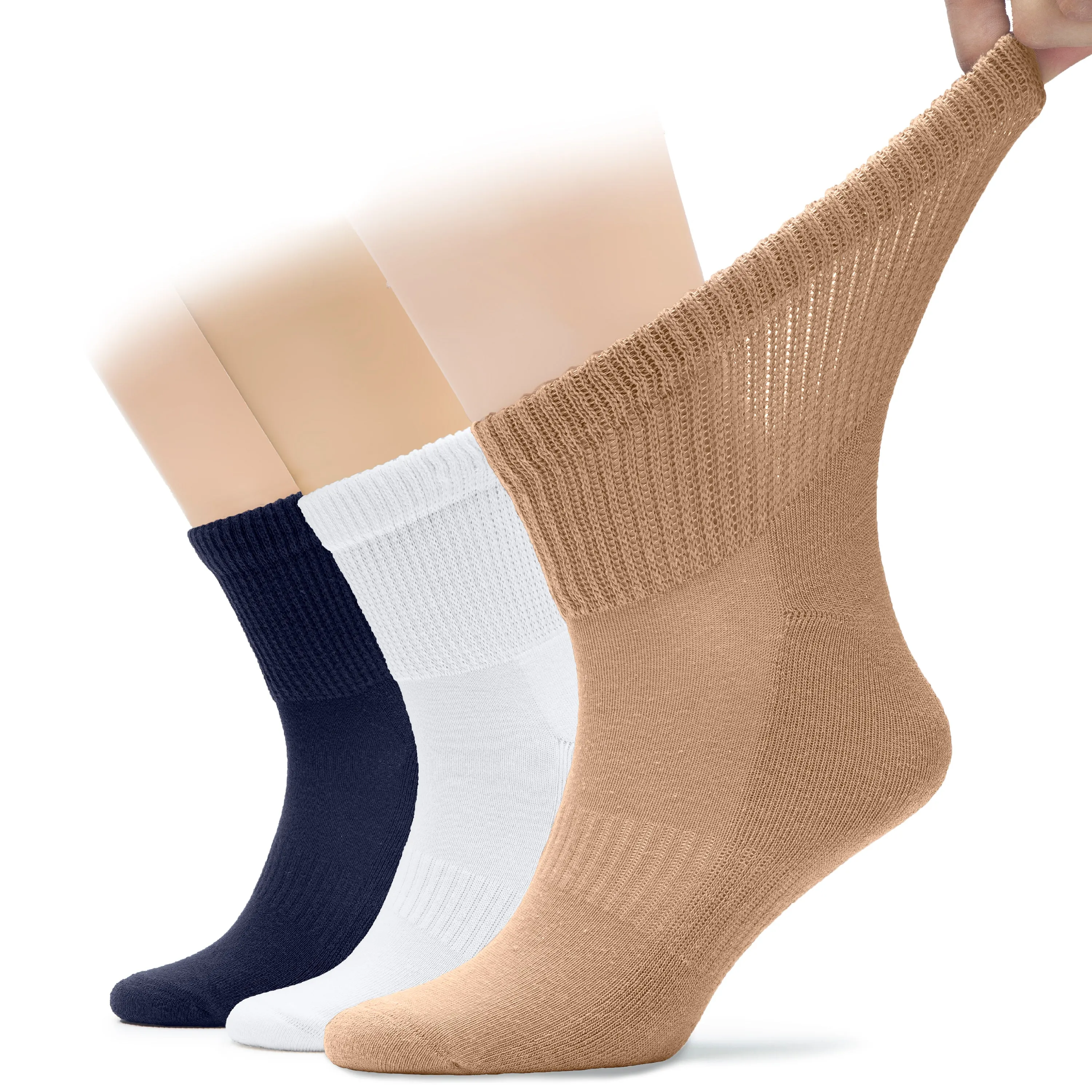 Men's Diabetic Ankle Semi-Cushion Cotton Socks, 3 Pairs