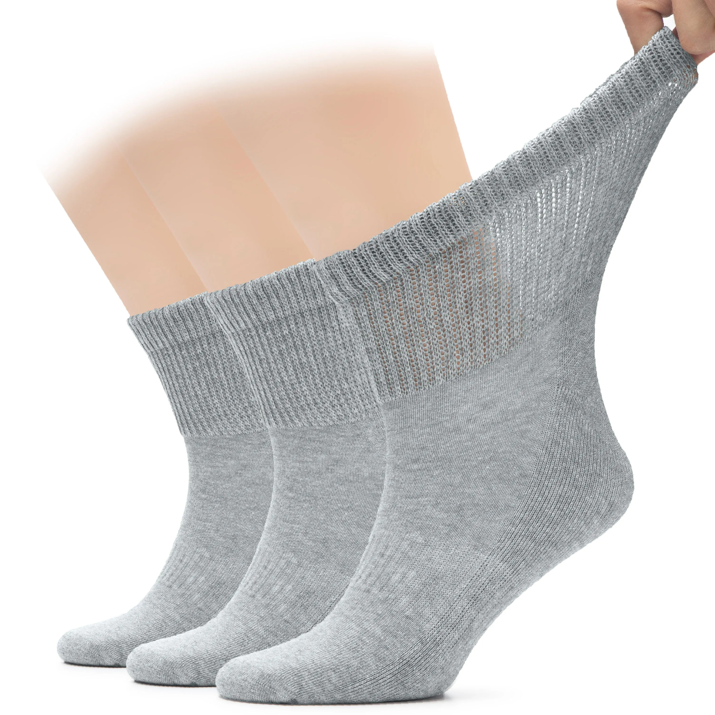 Men's Diabetic Ankle Semi-Cushion Cotton Socks, 3 Pairs
