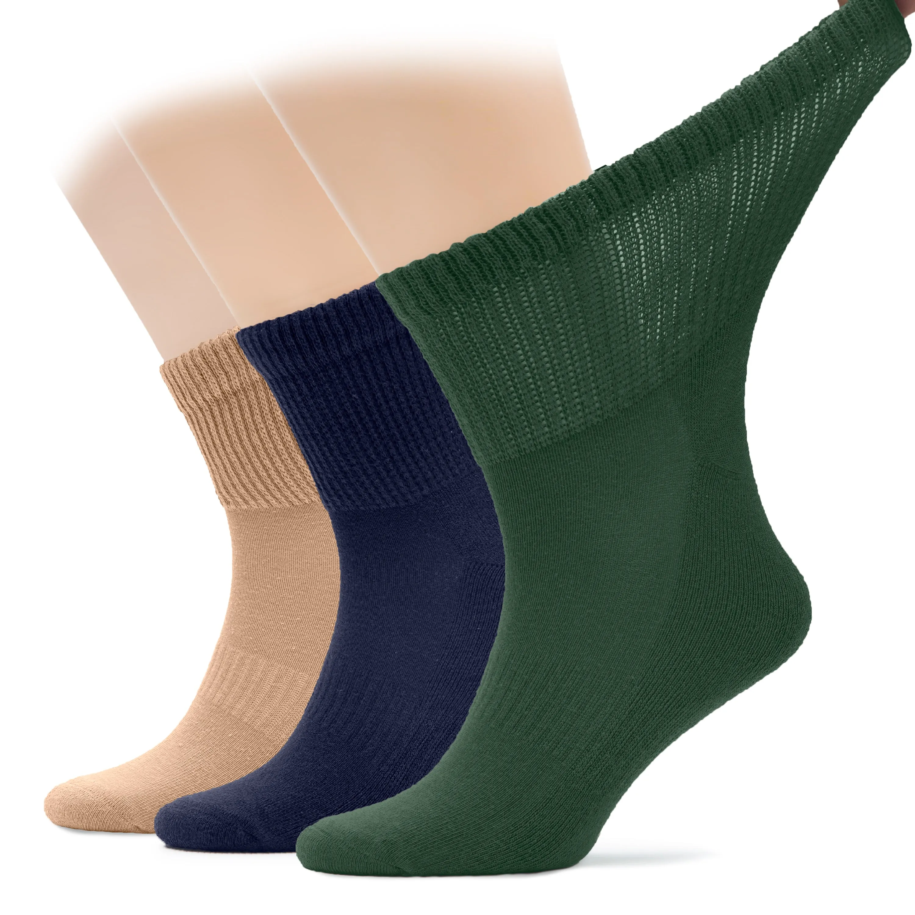 Men's Diabetic Ankle Semi-Cushion Cotton Socks, 3 Pairs