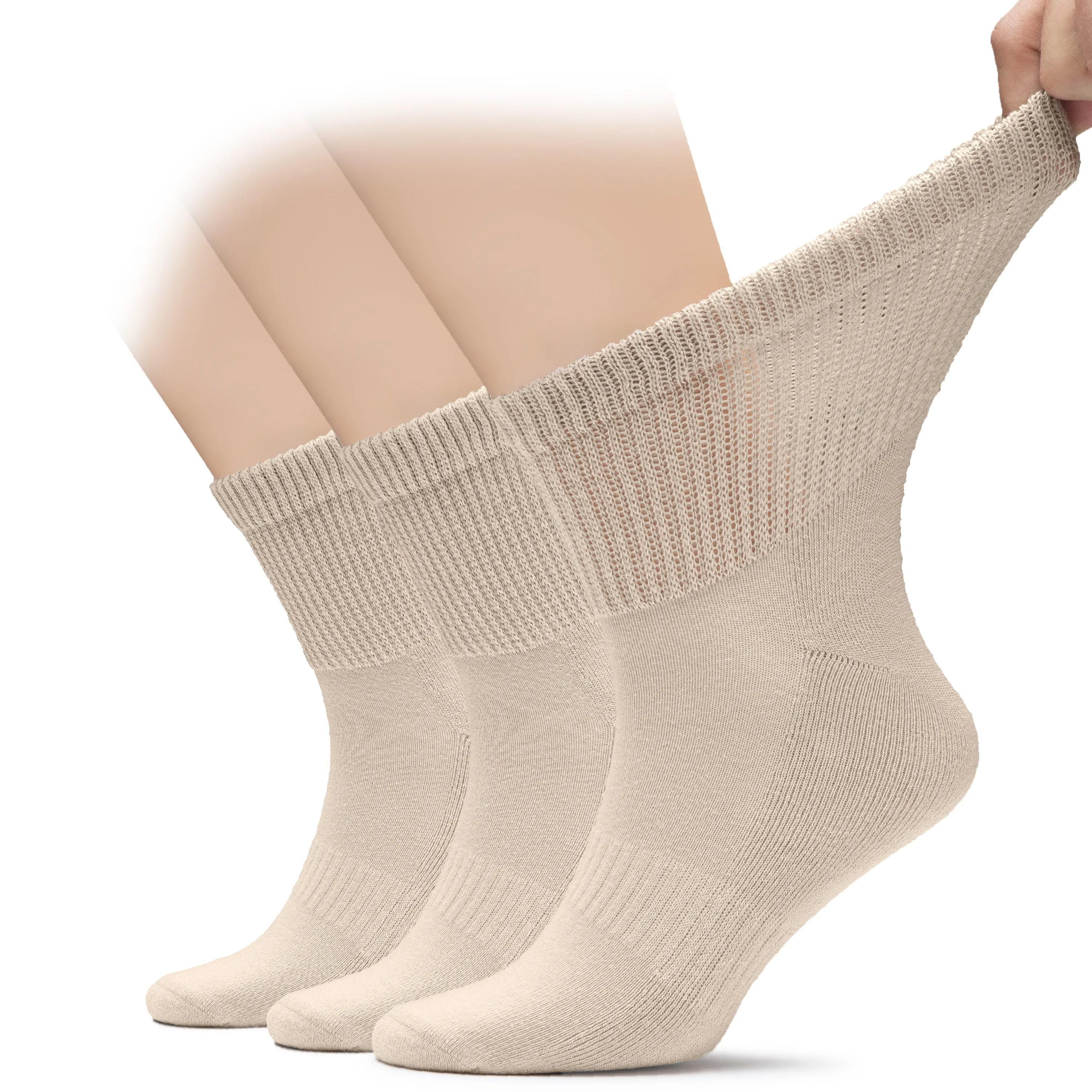 Men's Diabetic Ankle Semi-Cushion Cotton Socks, 3 Pairs