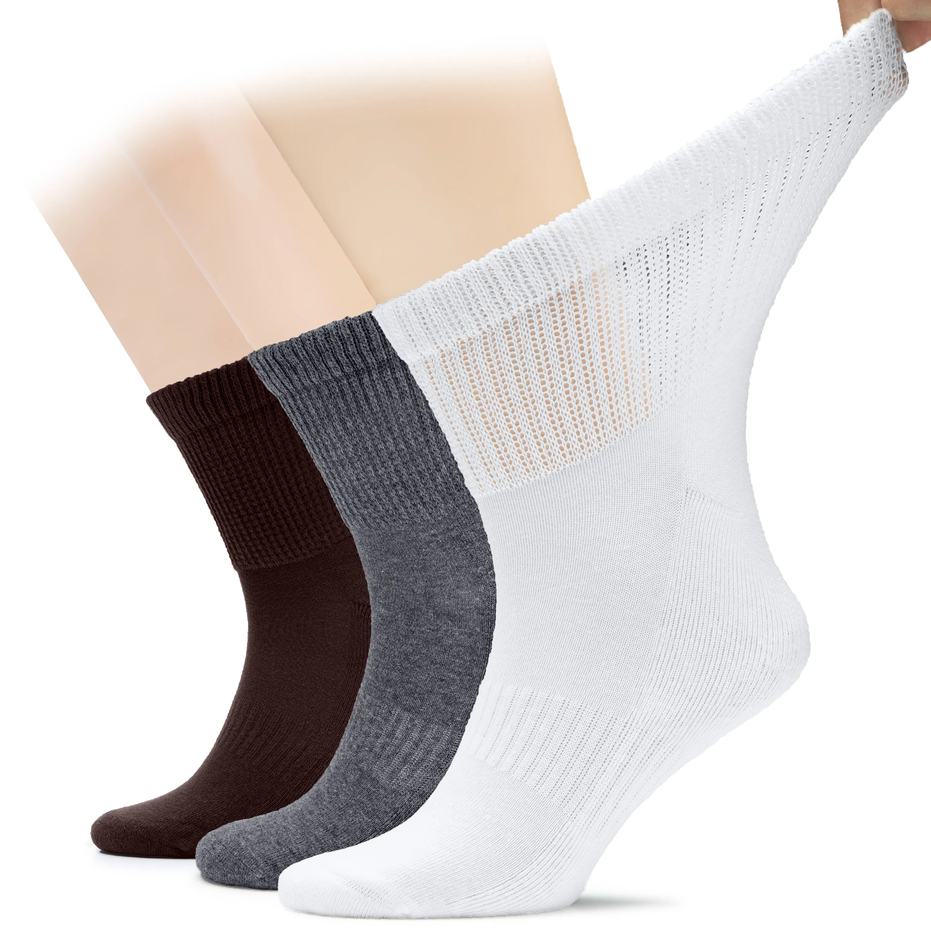 Men's Diabetic Ankle Semi-Cushion Cotton Socks, 3 Pairs