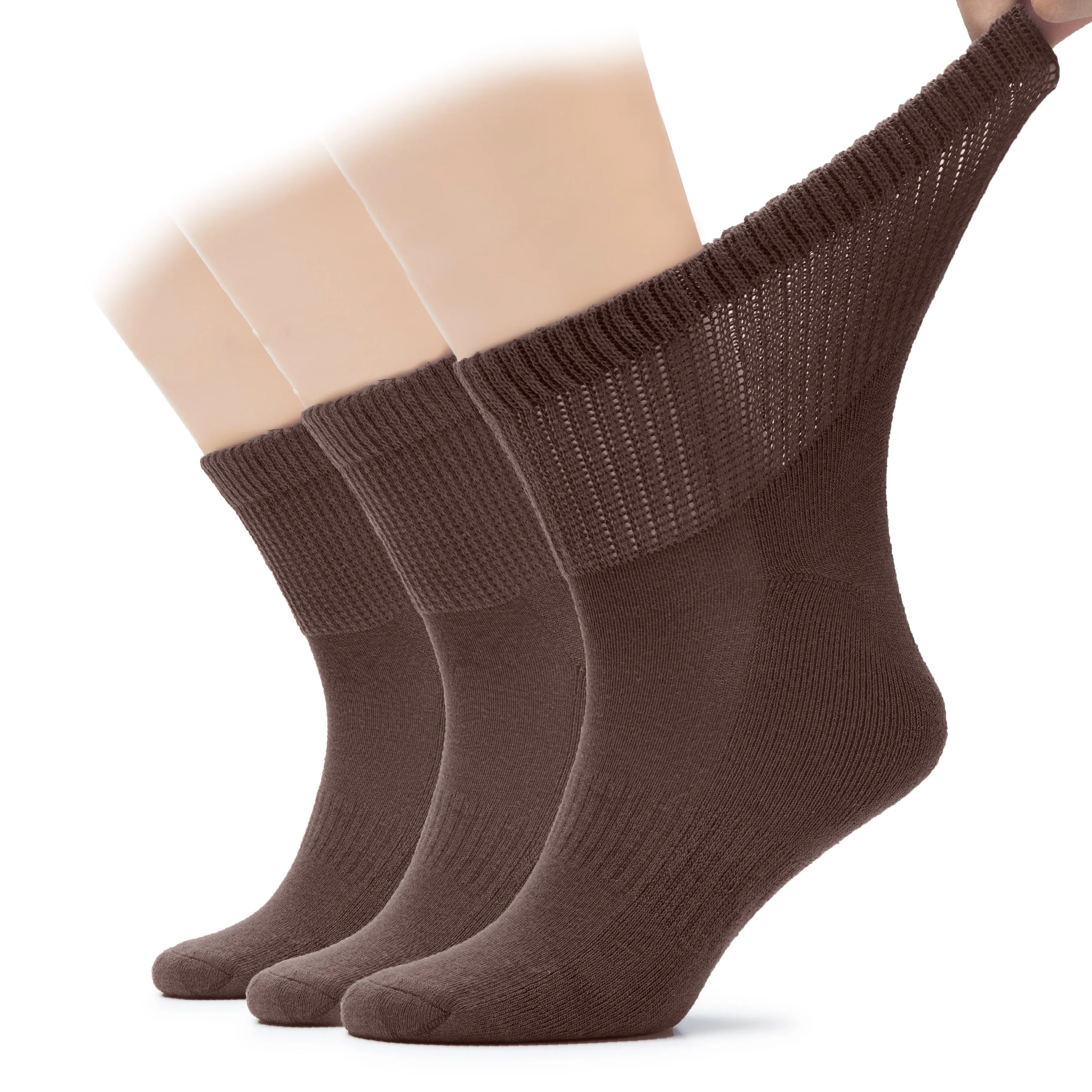 Men's Diabetic Ankle Semi-Cushion Cotton Socks, 3 Pairs