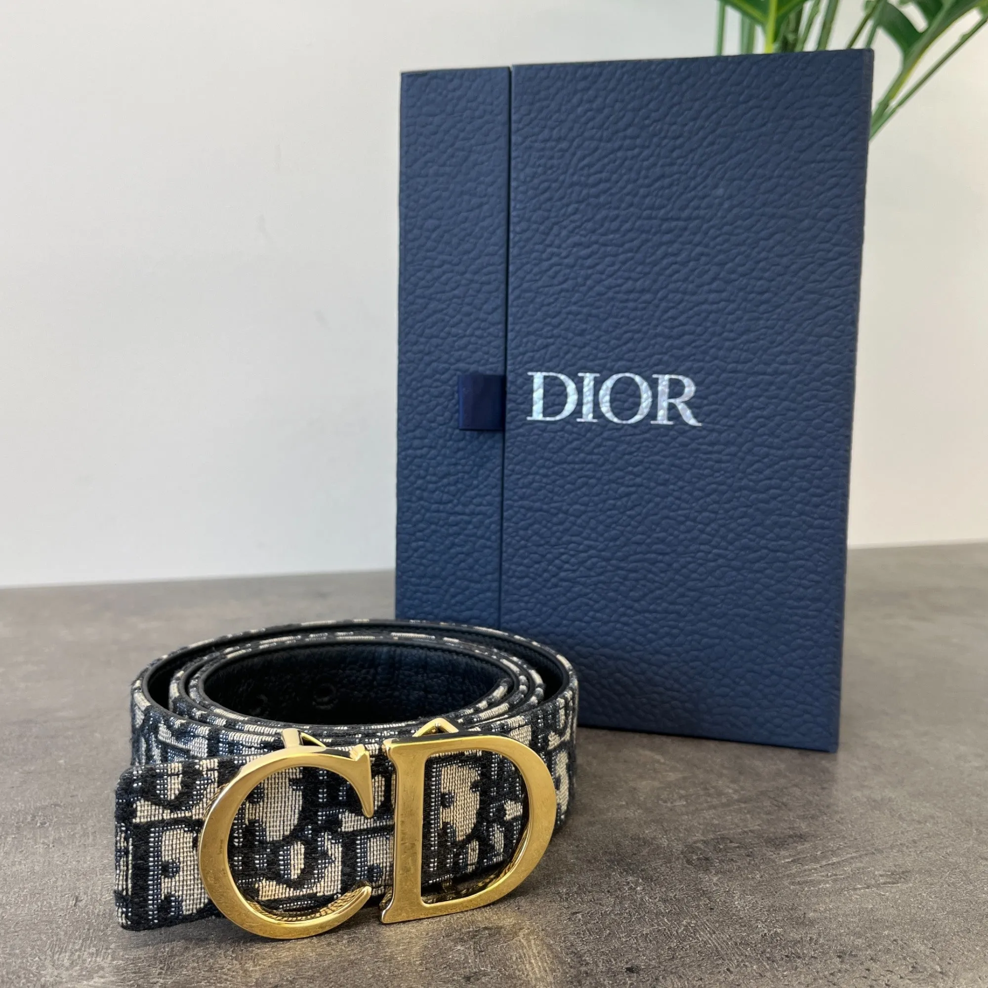 Men's Reversible Oblique Belt Navy