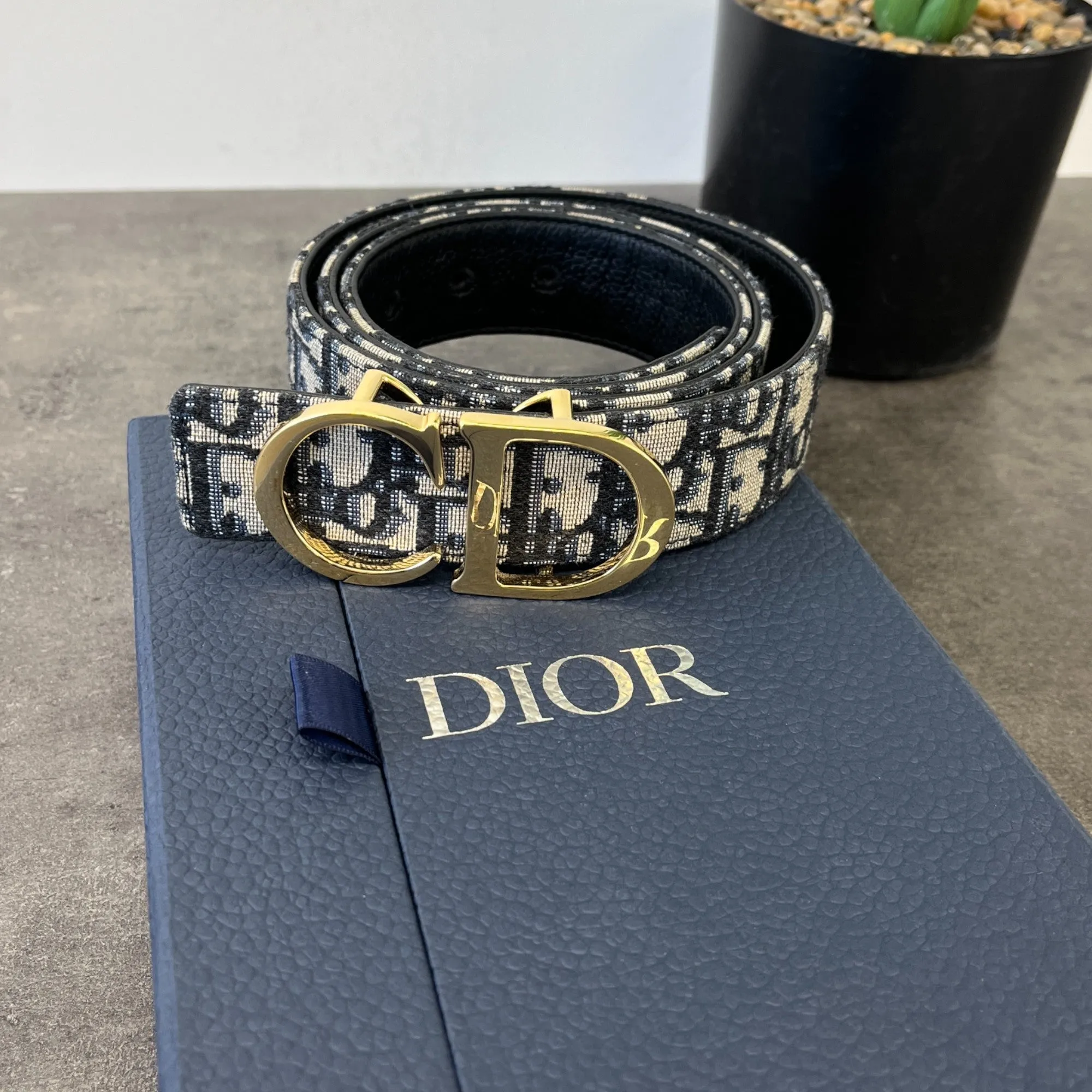 Men's Reversible Oblique Belt Navy