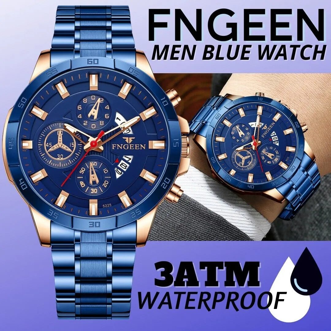 Men's Stainless Steel Quartz Classic Business Wristwatch - Blue