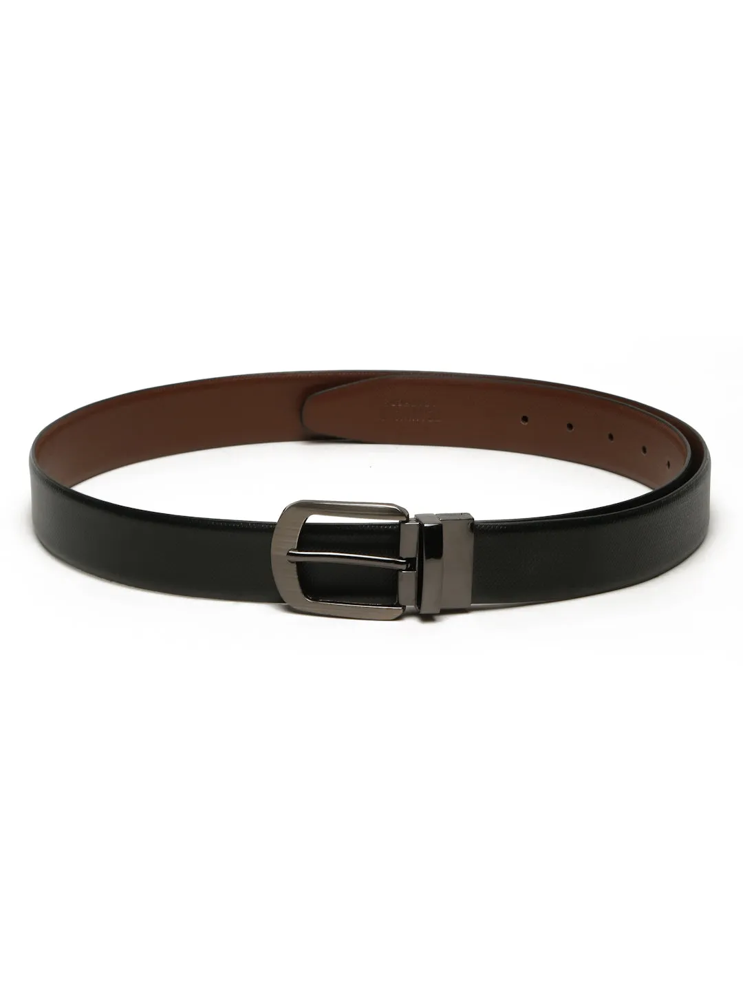 Men's Texture Formal Reversiable Black & Brown Leather Belt
