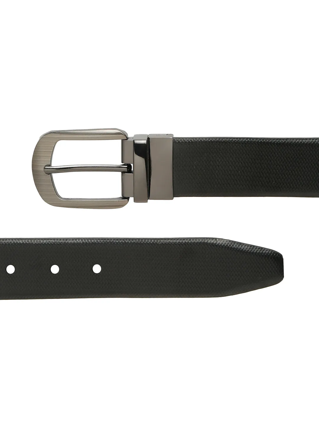 Men's Texture Formal Reversiable Black & Brown Leather Belt