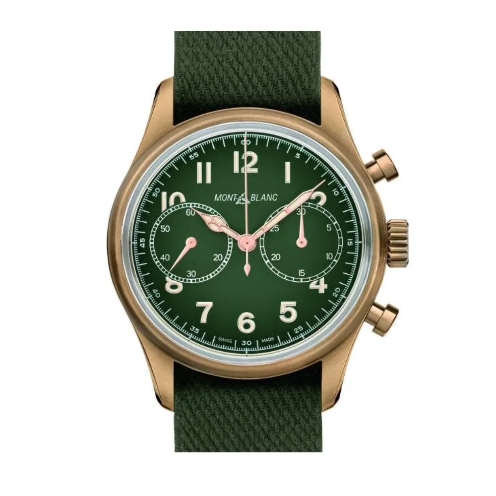 MON01204 - BRONZE 44.8MM 1858 AUTO CHRONO GRN DL GRN STRAP