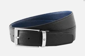 Montblanc-BLACK/BLUE 35 MM REVERSIBLE LEATHER BELT 118438
